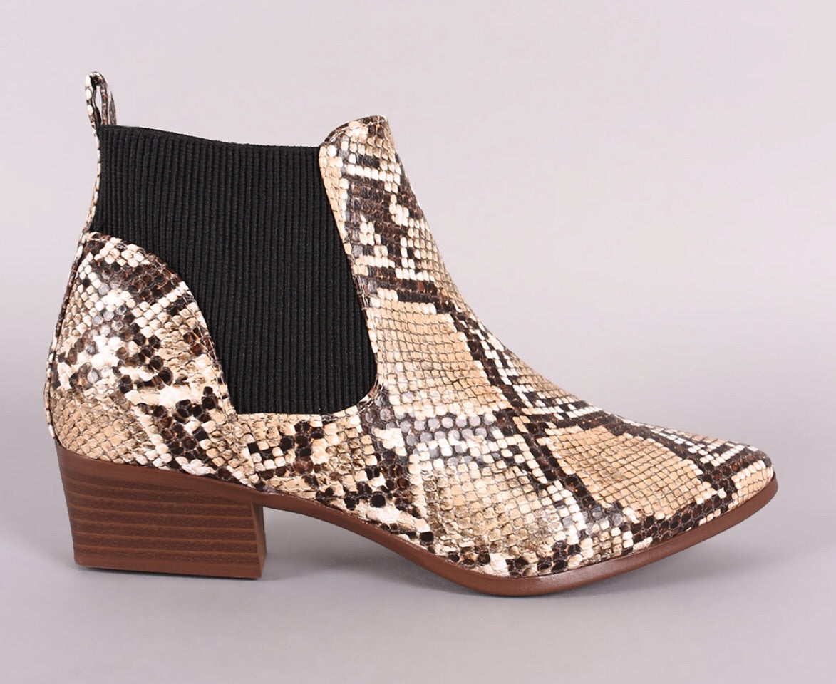 CZAR Python Stretch Pullon Bootie Shoe