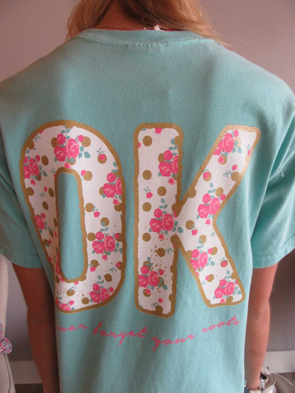 Floral OK Roots Comfort Colors Tee Top