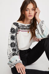 FREE PEOPLE Boho TRIPOLI Embroidered/Print Tunic Top