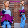 PALMETTO ColorBlock Stripe DistressedEdge Sweater Top