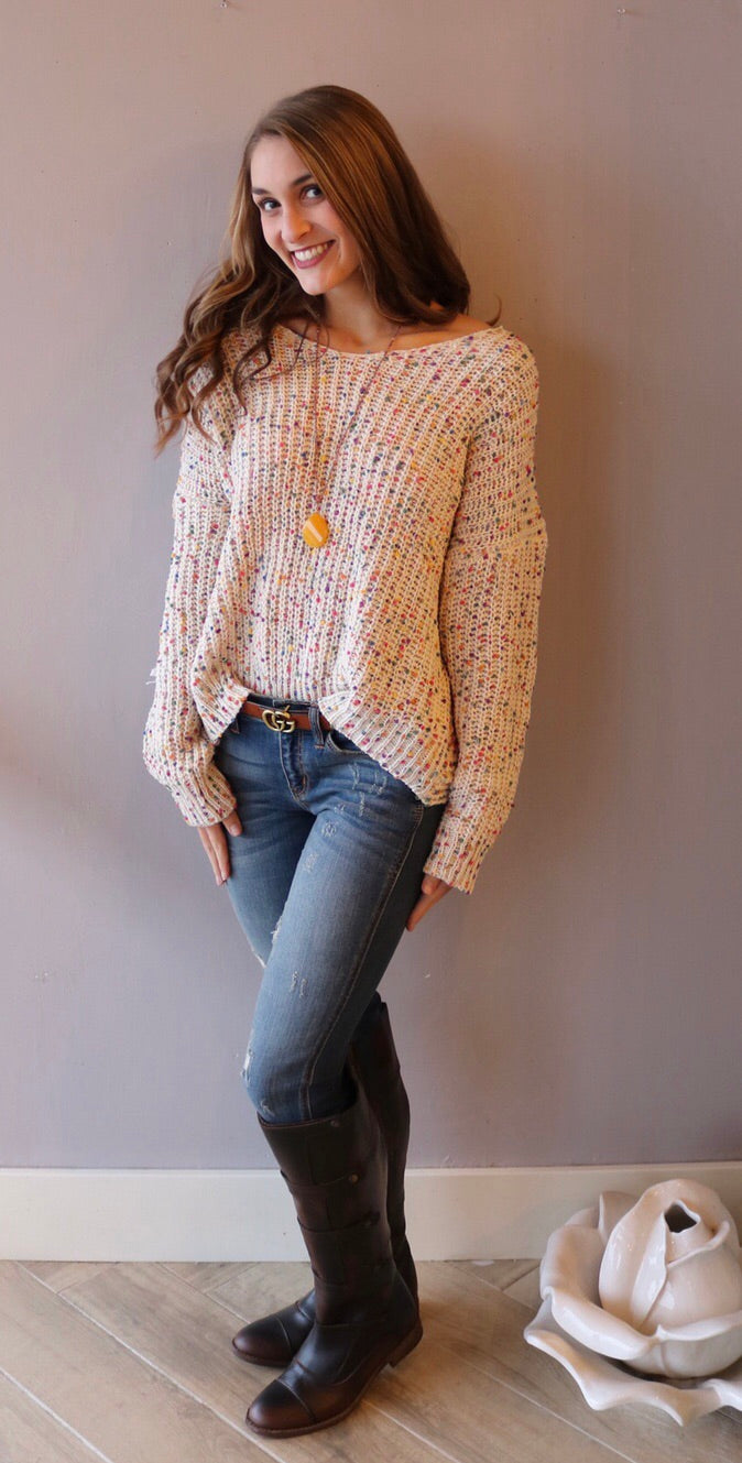 CONFECTION Multi Polka Dot Reversible Twist Sweater Top