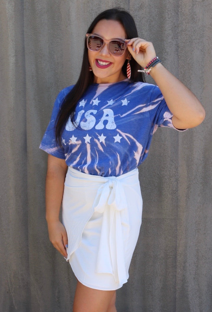 MH Patriotic Tie Dye Crop Tee