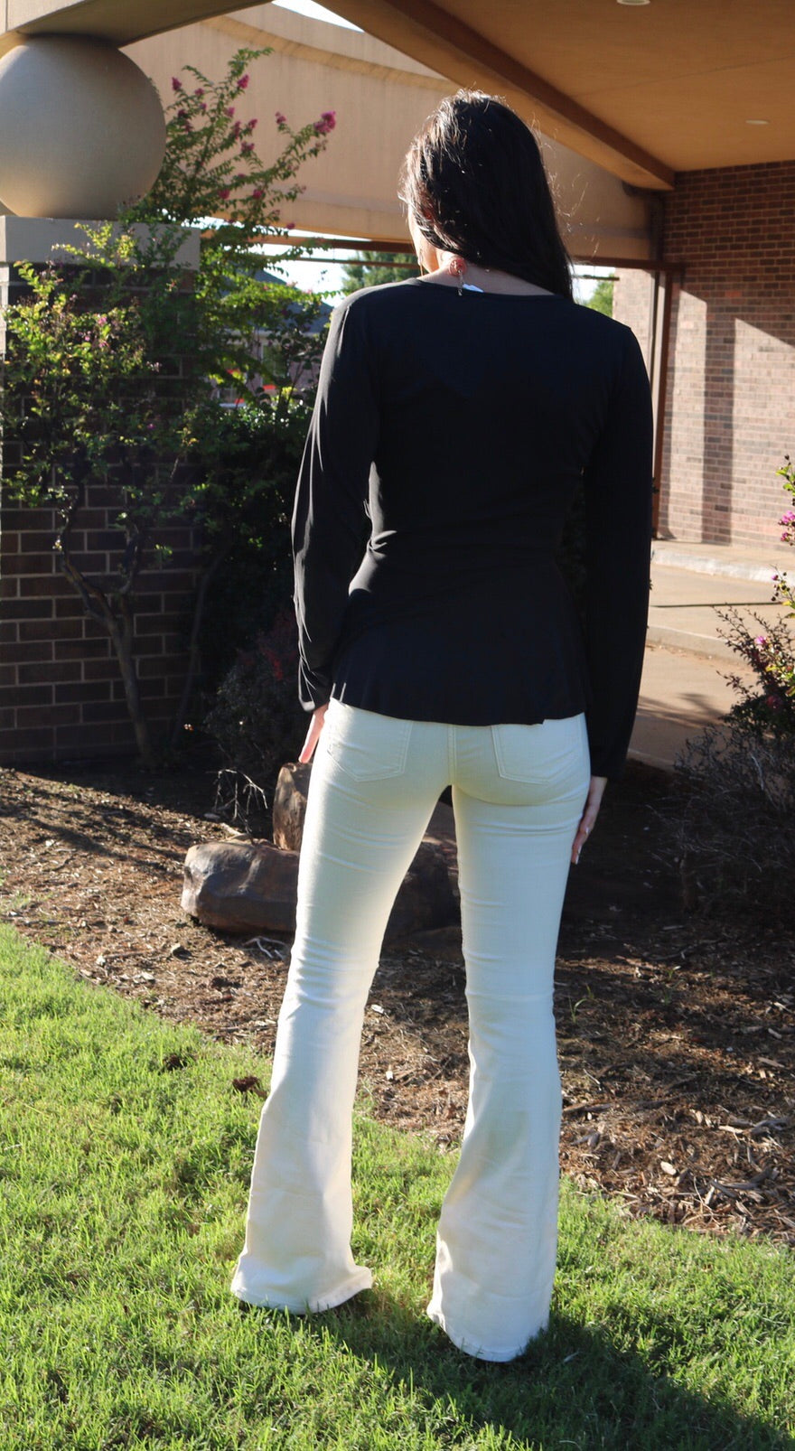 BOBI SuedeKnit POWERHOUSE Ruffled Wrap Tie BellSleeve Top