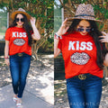 Mazik KISS Leopard Lips Distressed Tee Top