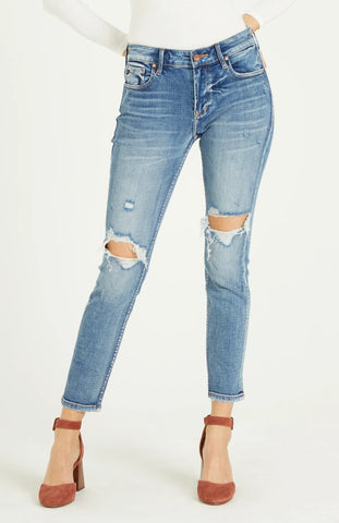 DEAR JOHN HiRise AIDEN Distressed Girlfriend Jeans