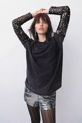 FREE PEOPLE Sequin Sleeve CELINE Tee