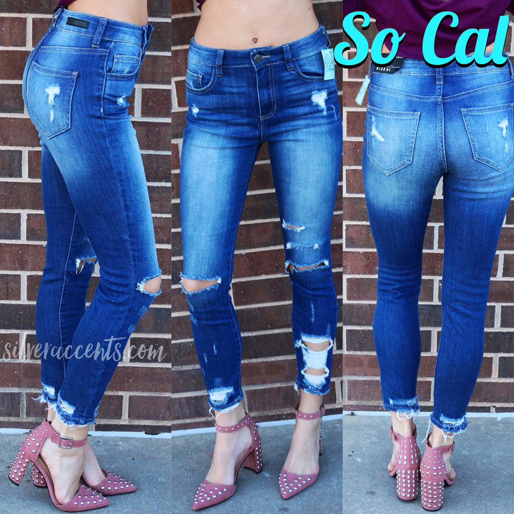 SO CAL HiRise Open Destructed Ankle Skinny Jean