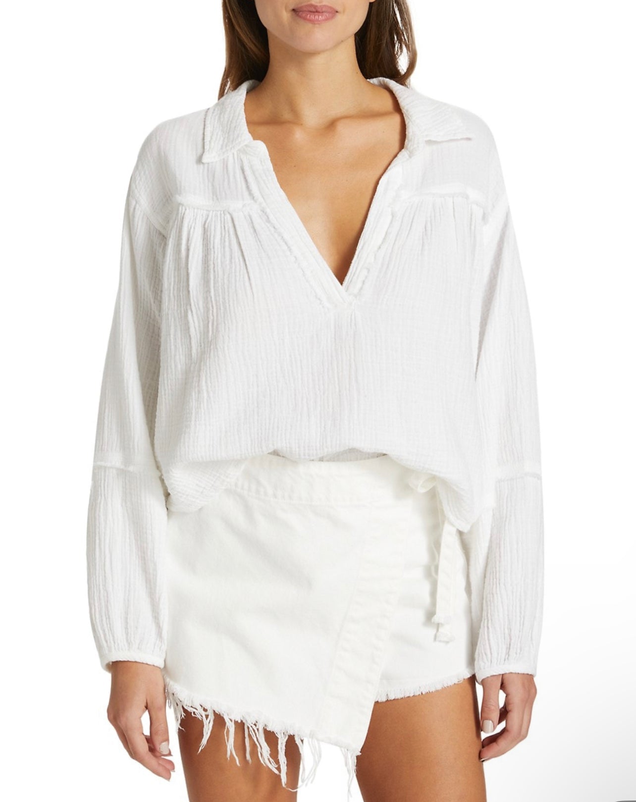 FREE PEOPLE DoubleCloth YUCCA Peasant Top
