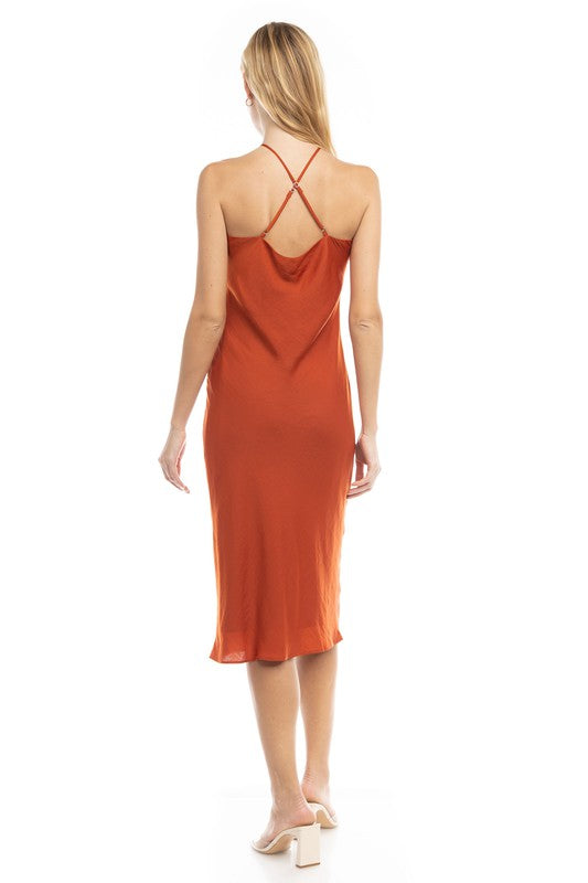 ASHTON CrossFront Halter Neck Midi Dress