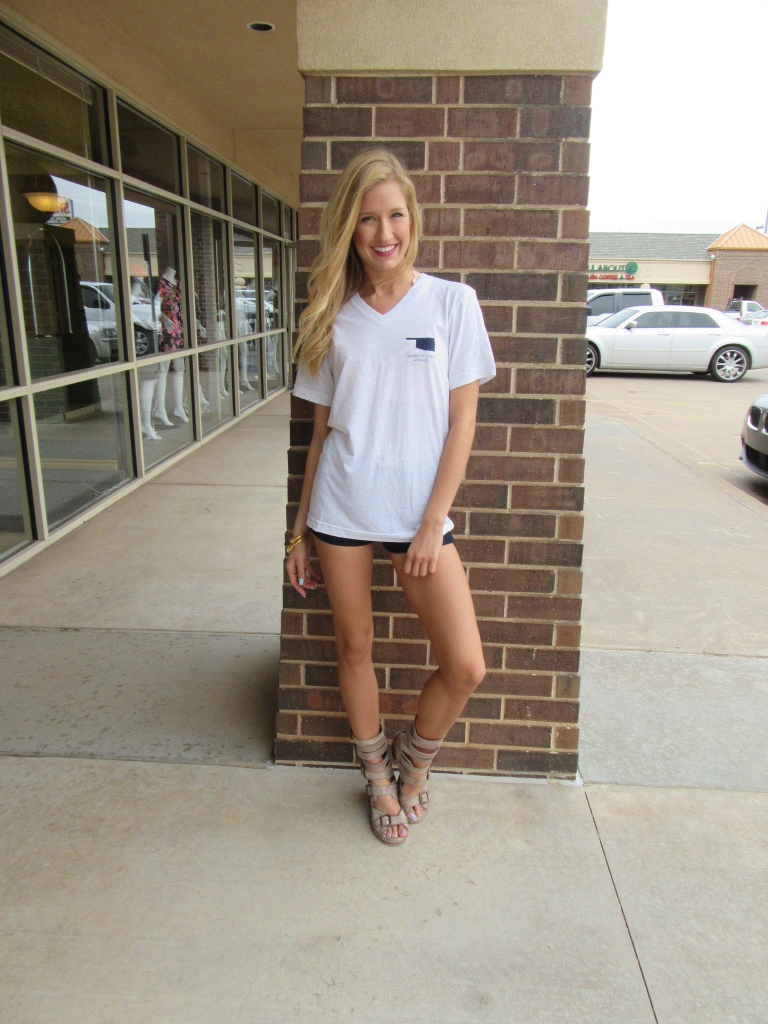 RAISED BY OKLAHOMA STANDARDS V-Neck Tee Top