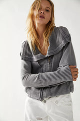 FREE PEOPLE MineralWash HAZEL Cardi Knit Zip Top