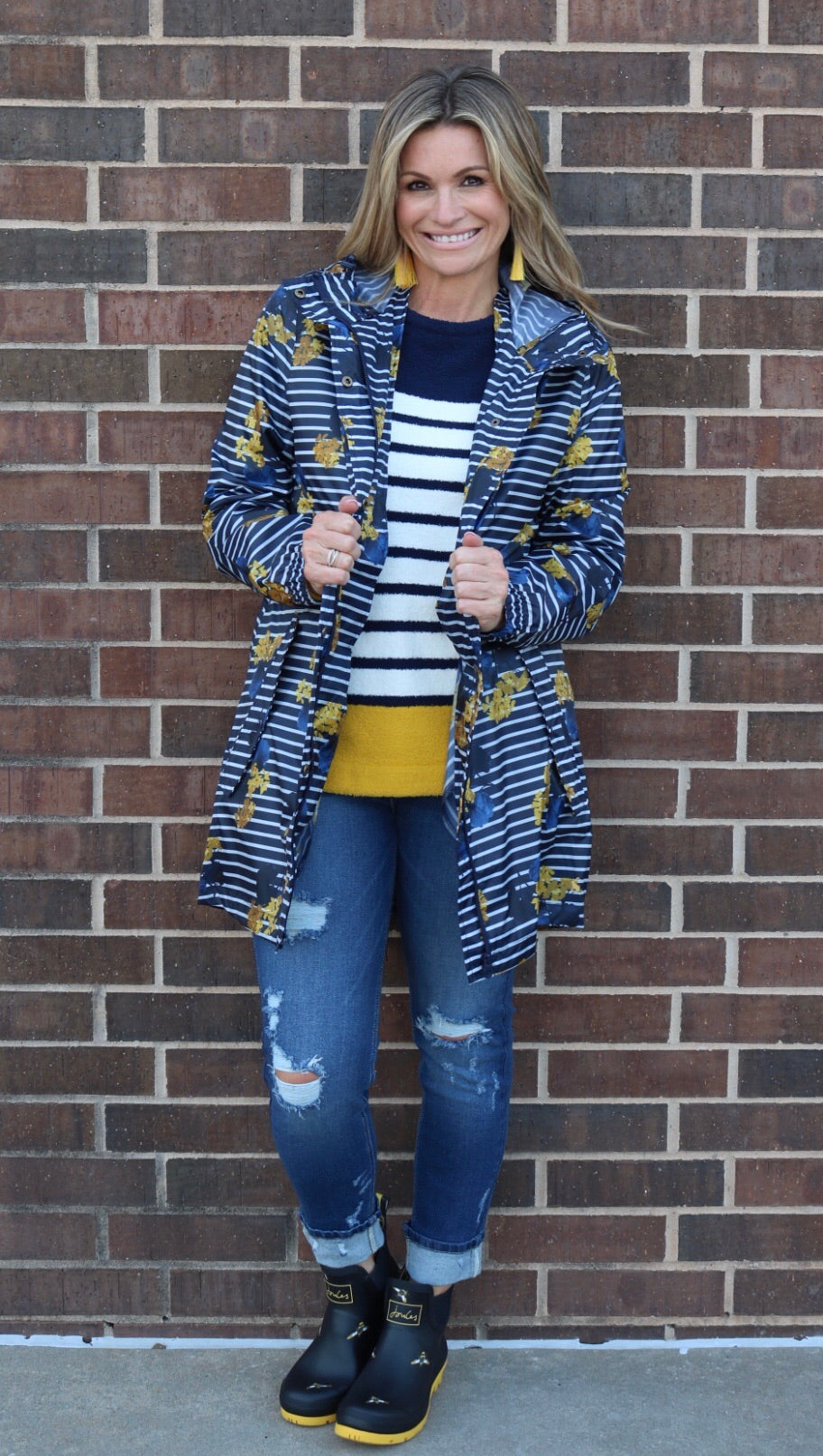 JOULES Striped LILYPAD Pattern GOLIGHTLY Packable Rainjacket