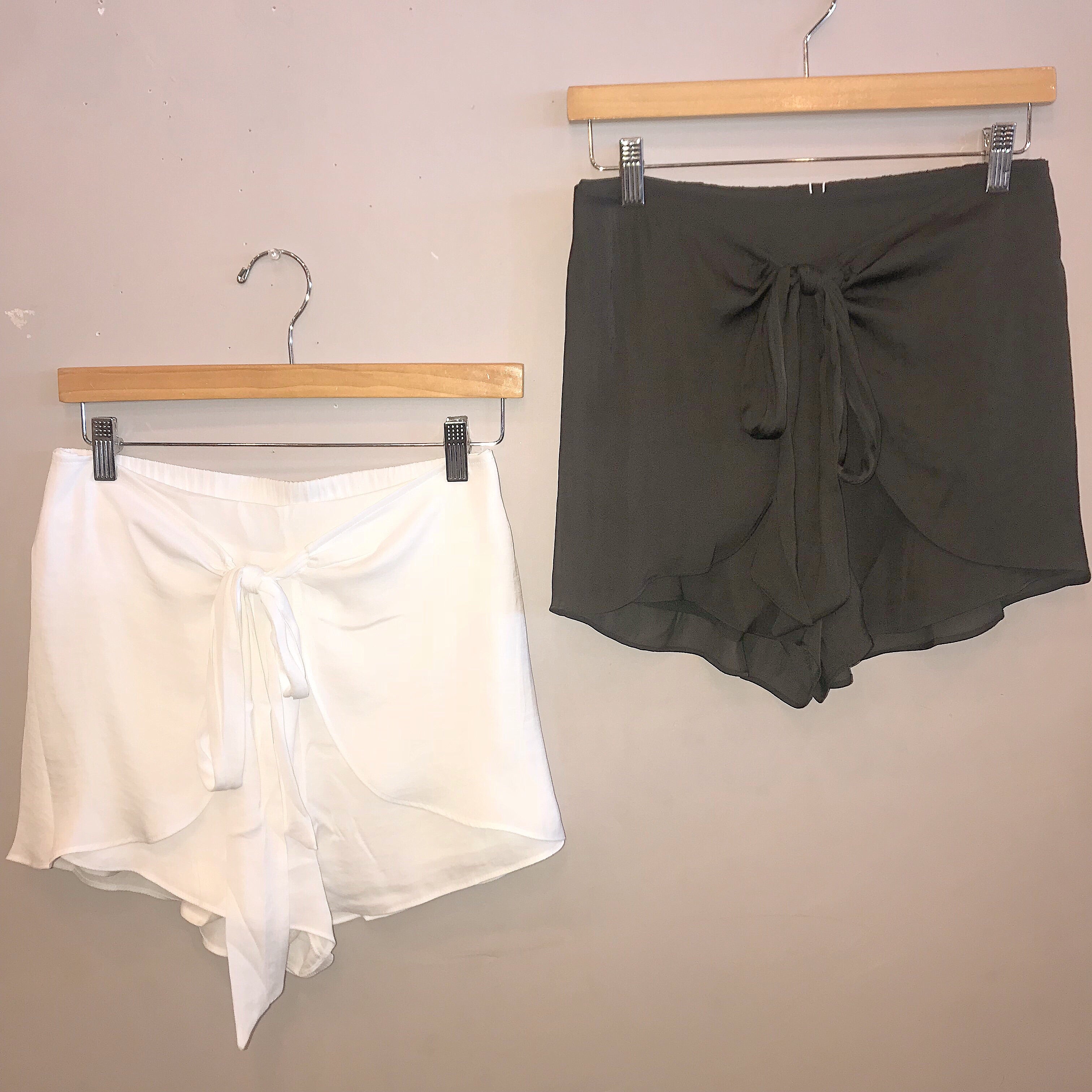 DELEGATE Tie Front Wrap Silk Shorts