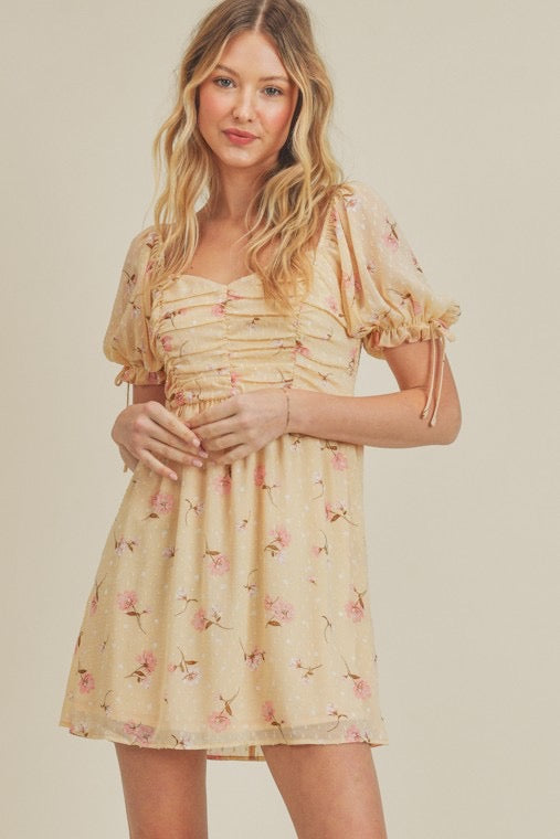 LUSH* SwissDot SINCERE Floral Puff Sleeve Dress