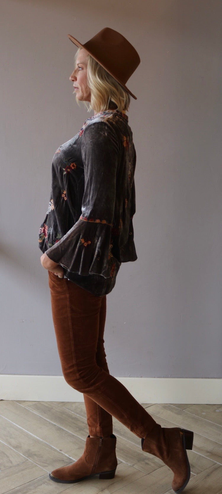 JOHNNY WAS Velvet SISILIA Embroider FlareSleeve Blouse Top