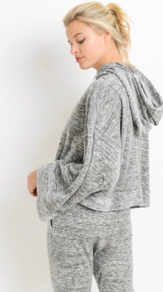 LOUNGING MarledKnit Supersoft BellSleeve Hoodie Top