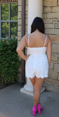 Main Strip LEGACY Lace WaistTrim EyelashHem Short Romper