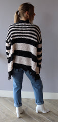 Main Strip COURTESY Stripe Distressed Open Cardigan Sweater