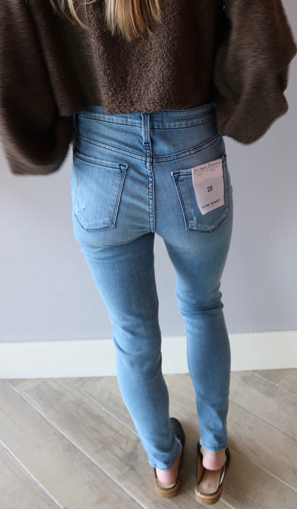 FLYING MONKEY HiRise BITTER BLUE MixedHem WaistBand Jeans