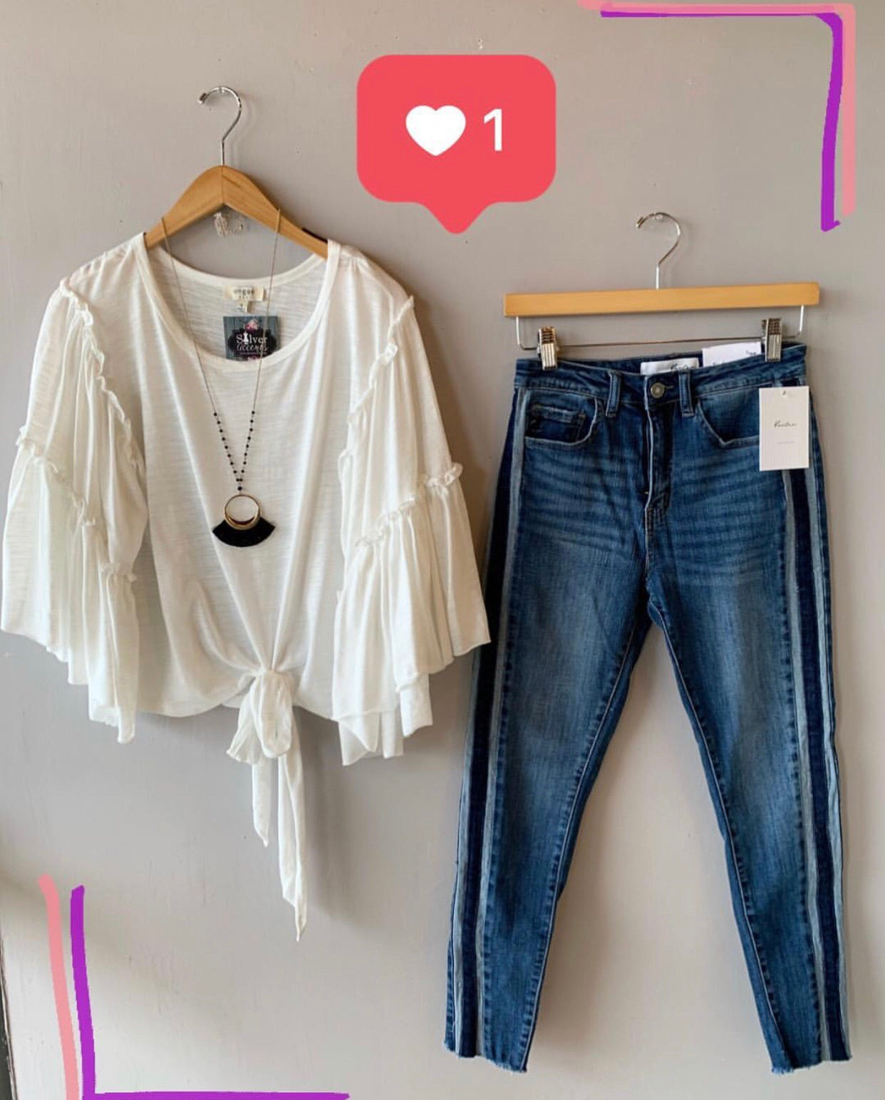 SWEETER Layered Ruffle BellSleeve TieBottom Slub Jersey Top