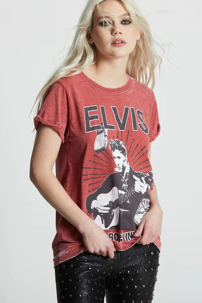 *RECYCLED KARMA Burnout ELVIS Good Rockin Tonight ShortSleeve Tee