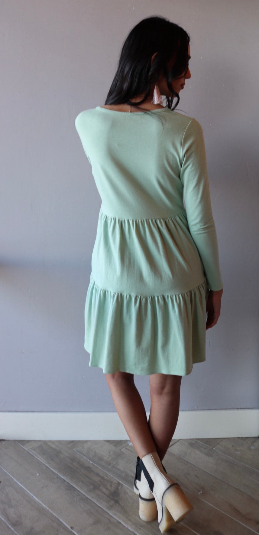 *2 Hearts LUCKY Tiered Jersey V-Neck Dress