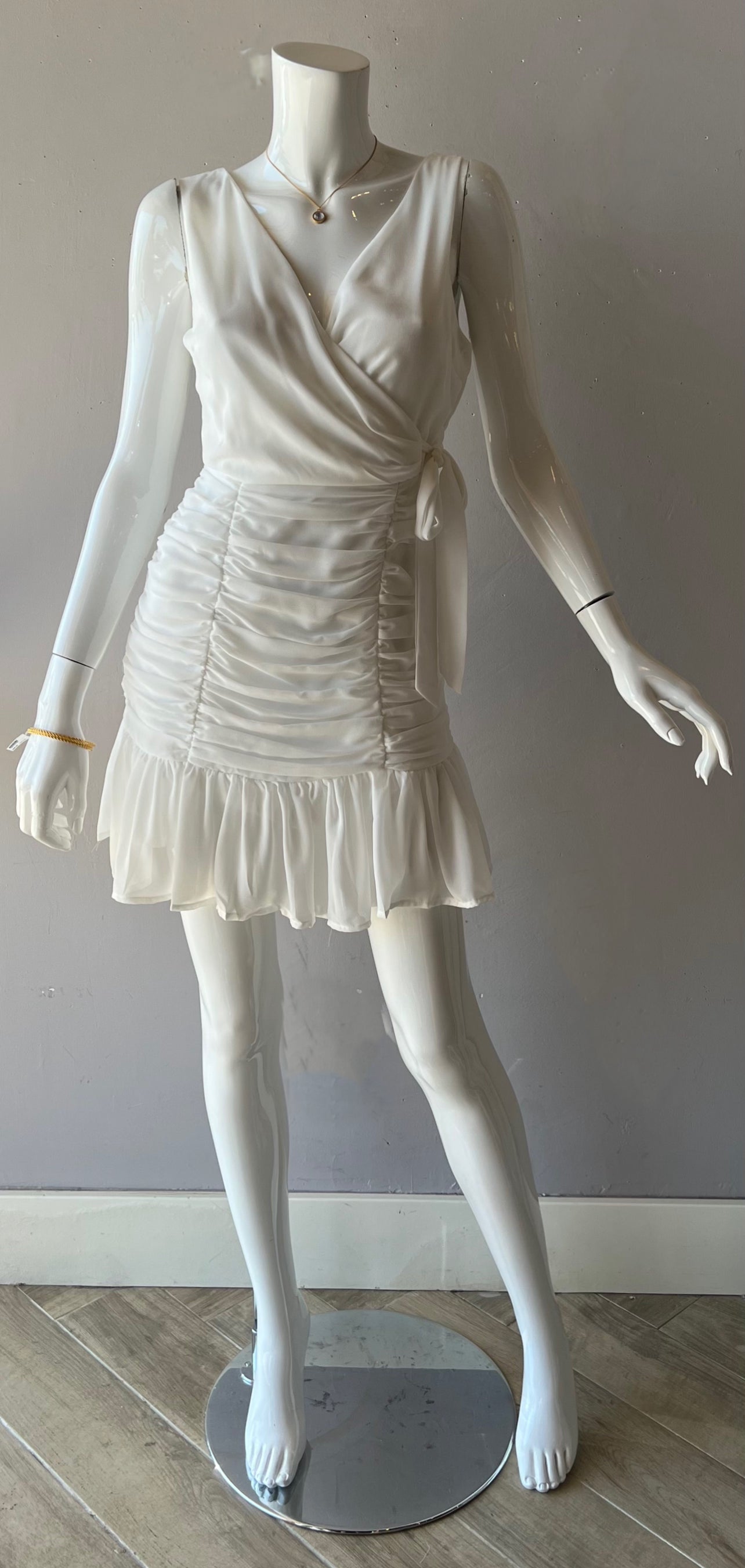 She&SkyOLIVIA V~Neck Ruche Ruffle~Bottom Dress