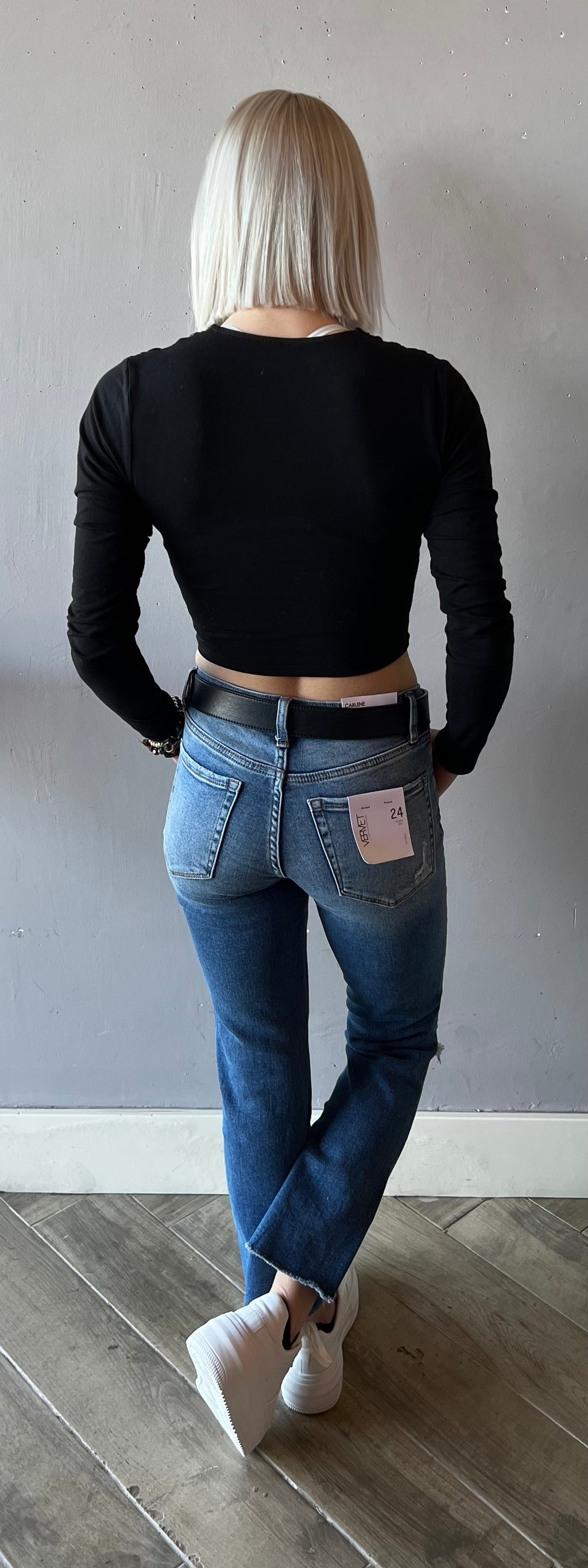 BOBI Front~Knot CLUE Modal Long~Sleeve Top