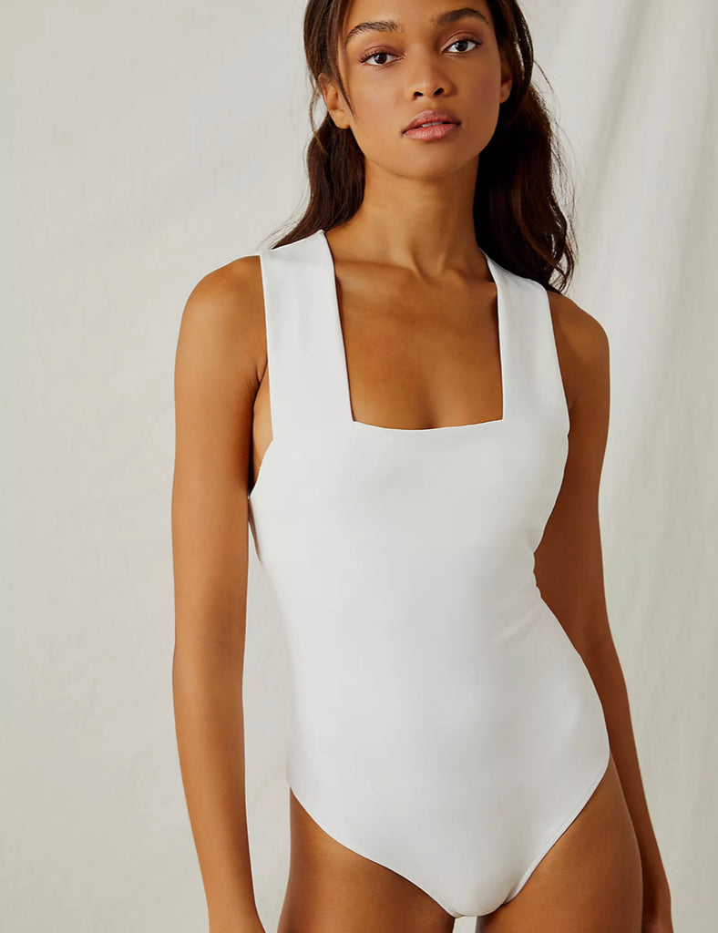 FREE PEOPLE SquareNeck SHE'S SO SLEEK DUO Bodysuit – Silver Accents