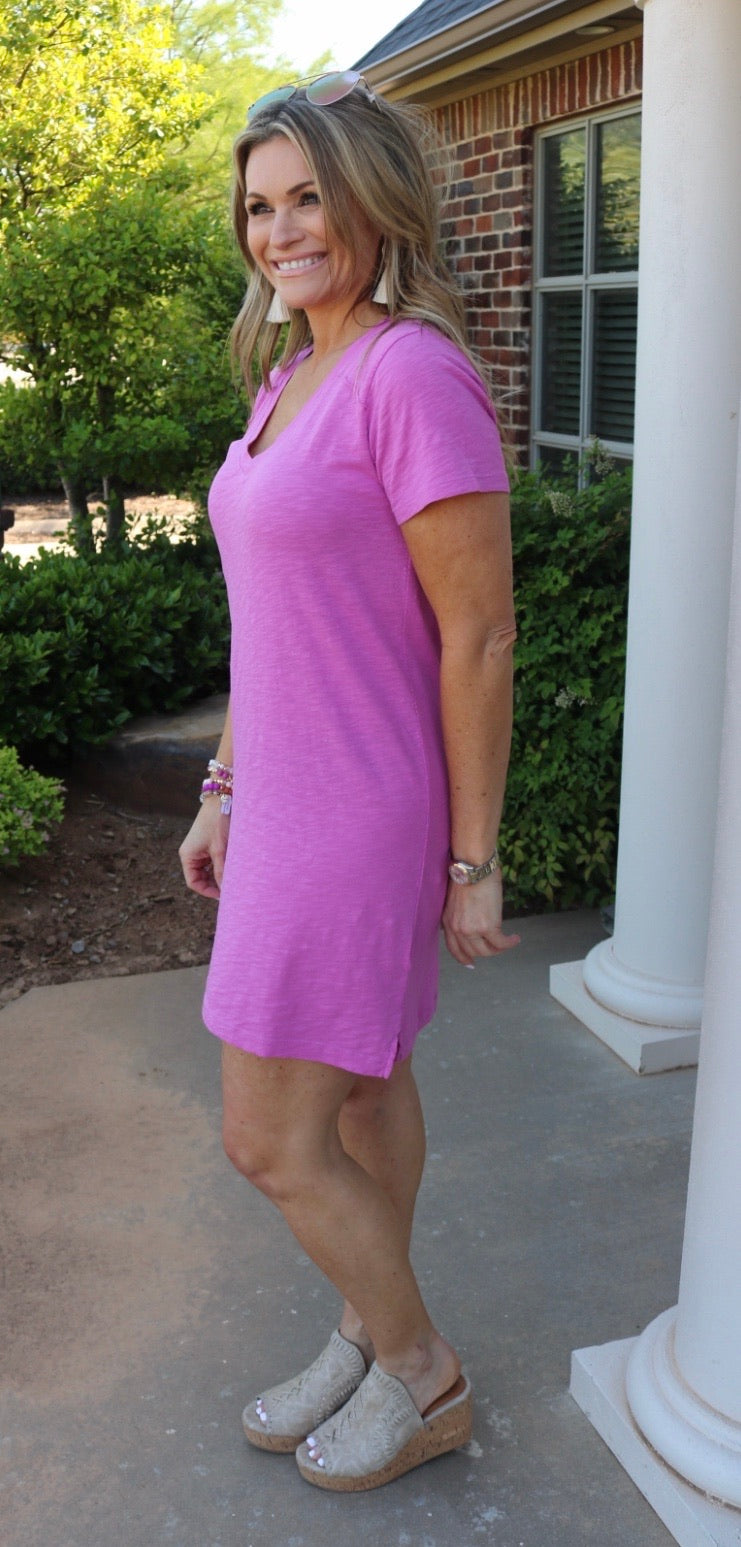 BOBI V-Neck BOURNE RawHem T-Shirt Dress