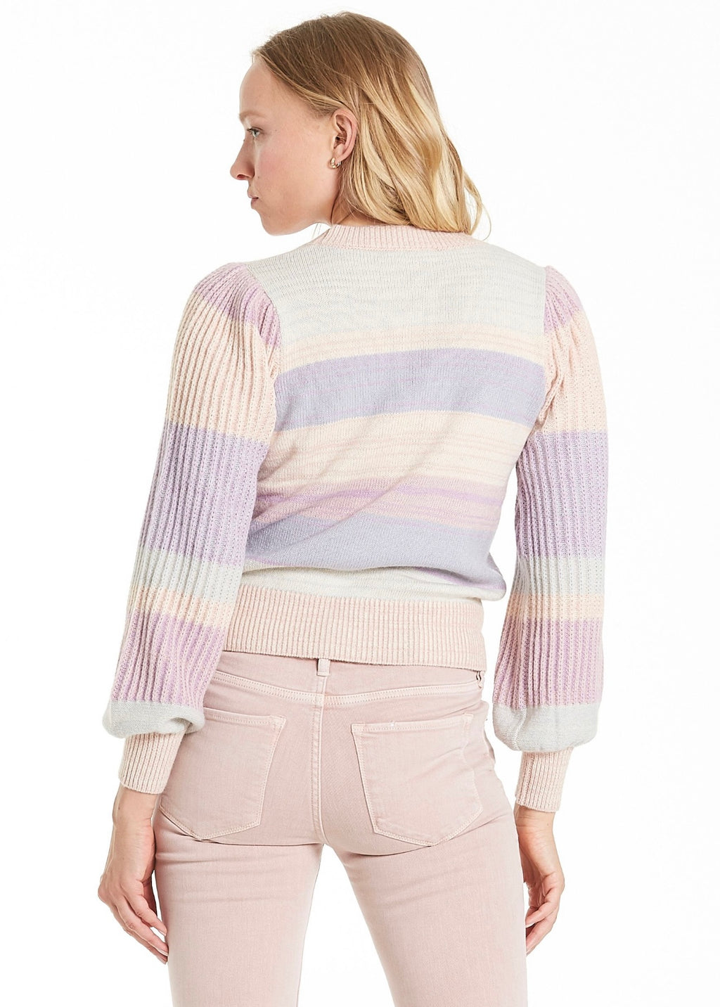 ANOTHER LOVE Stripe JAYLEE Puff Long Sleeve Cardigan