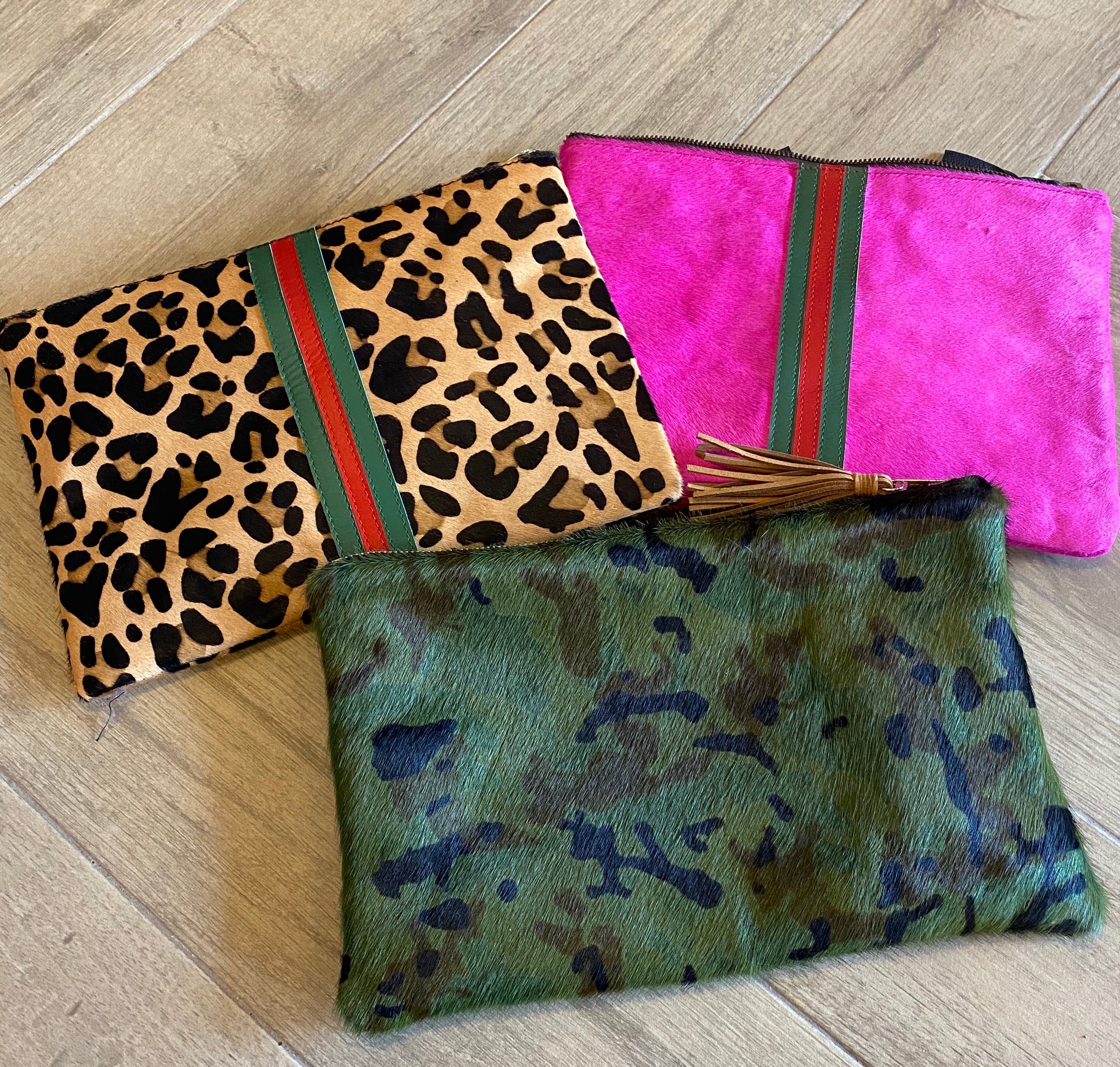 PARKER & HYDE Cowhide Stripe Clutch Bag