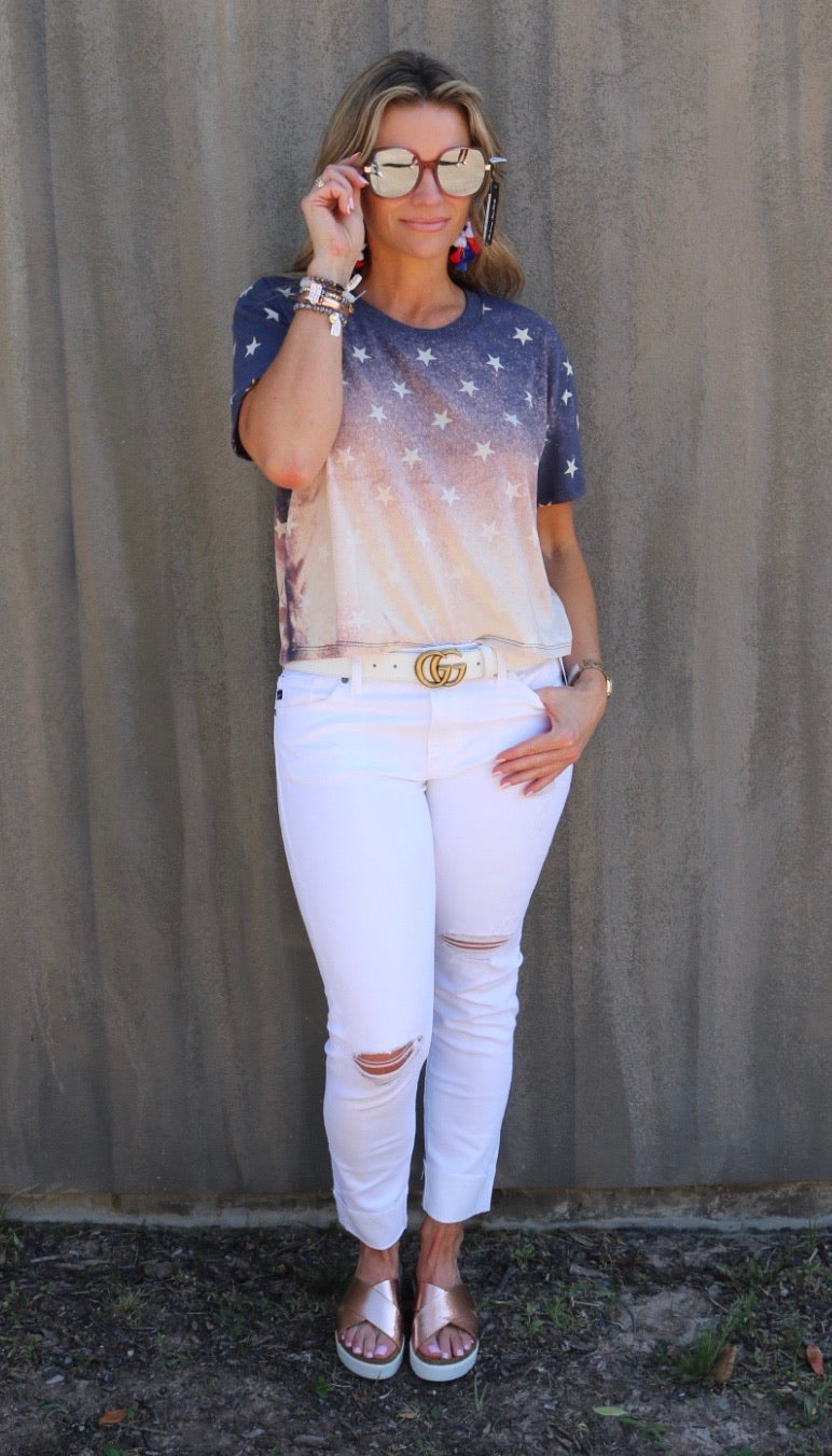 MH Patriotic Tie Dye Crop Tee