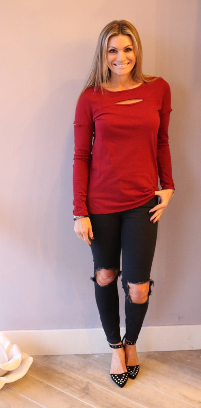 BOBI Lightweight Jersey FORBIDDEN SlitNeck/Sleeve Top