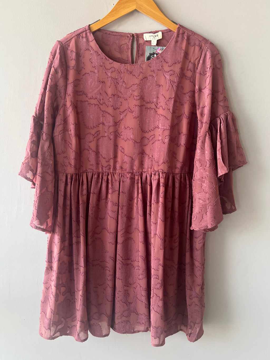 ROSEWOOD BurnOut 3/4 Sleeve Keyhole Dress