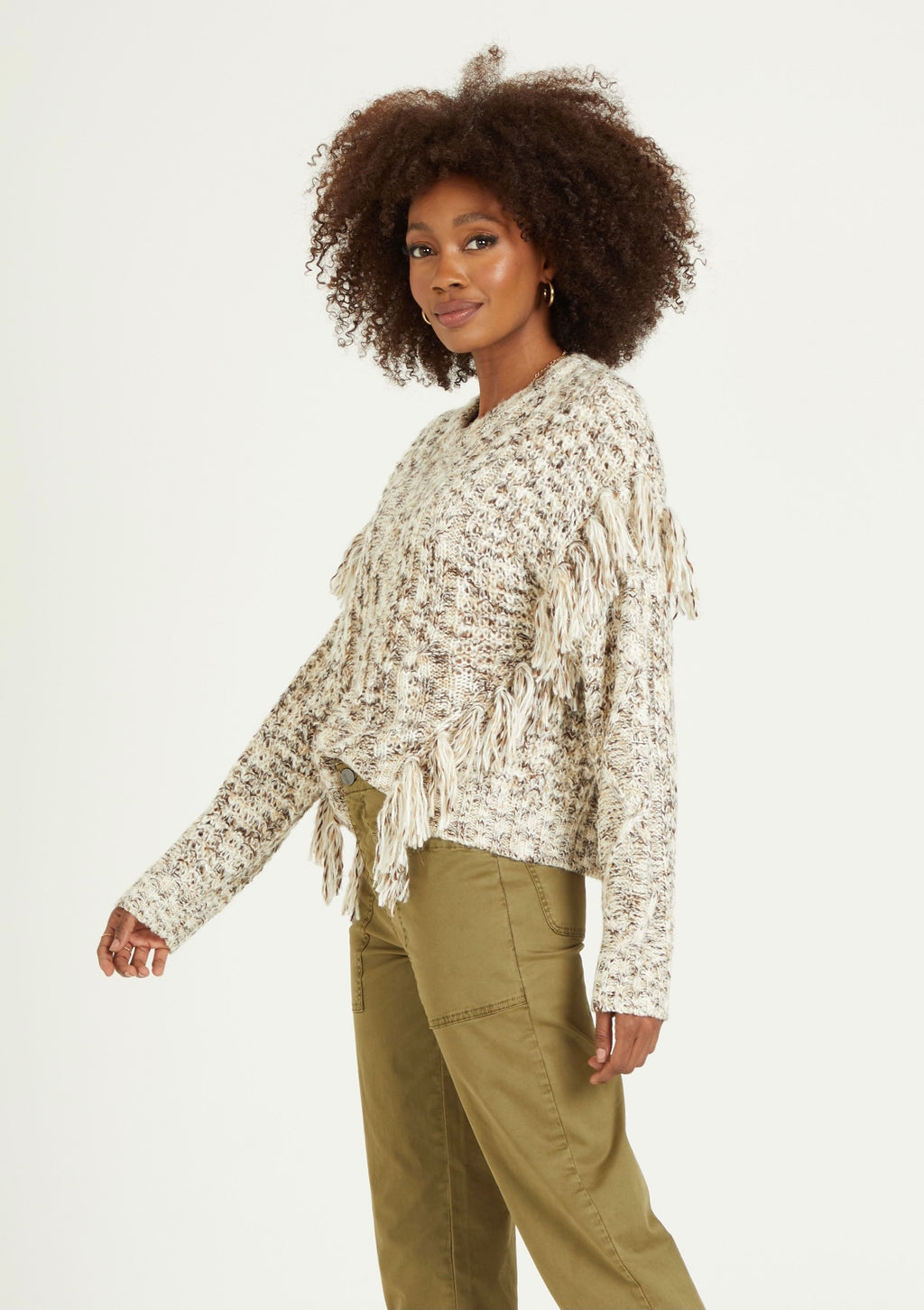 DEAR JOHN Fringe KYNLEE CrewNeck Sweater