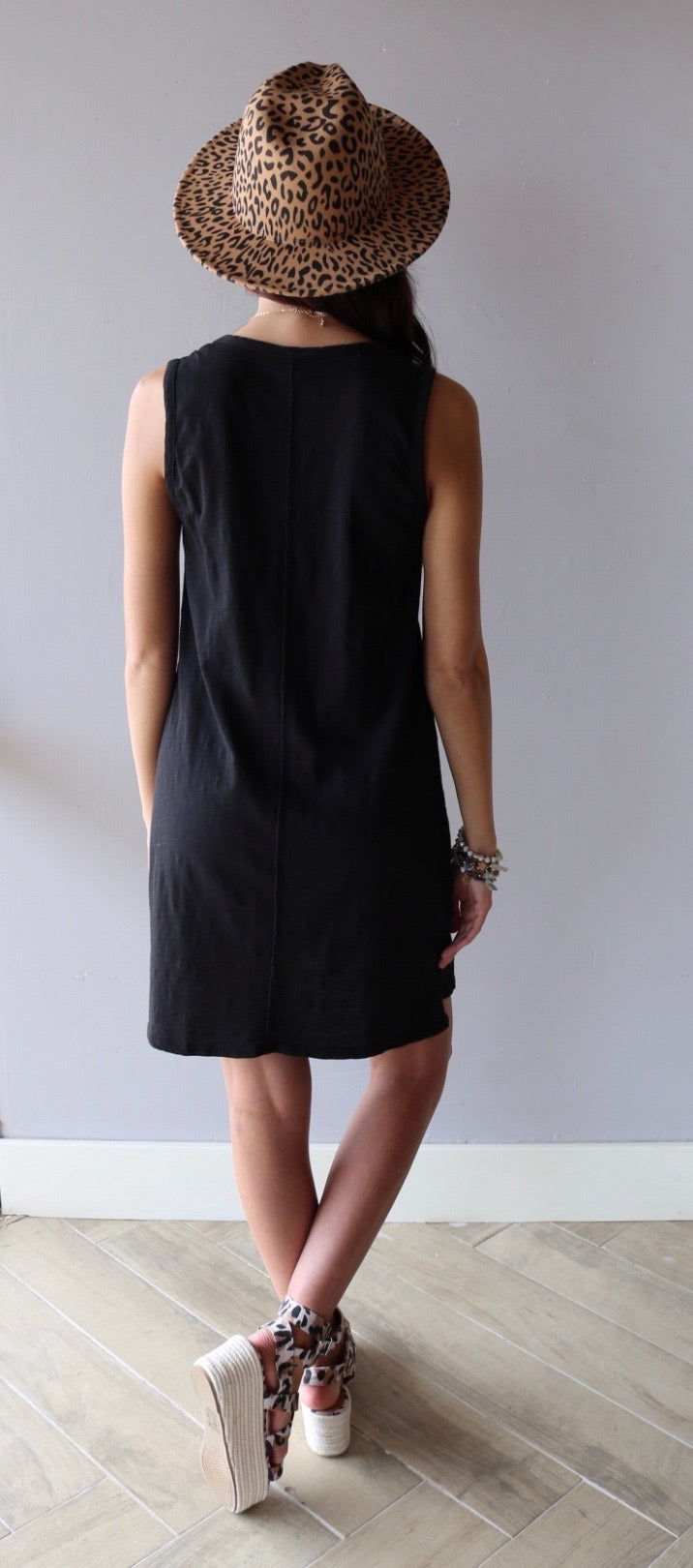 BOBI Slub Jersey V-Neck HORIZON StepHem Dress