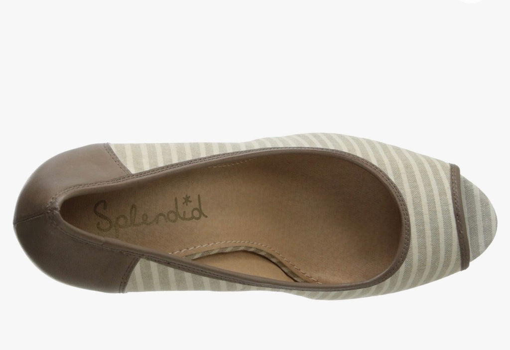 SPLENDID Stripe BEVERLY Peeptoe Wedge Sandal