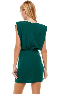 JOLIE Shoulder Pad Fitted Skirt Dress