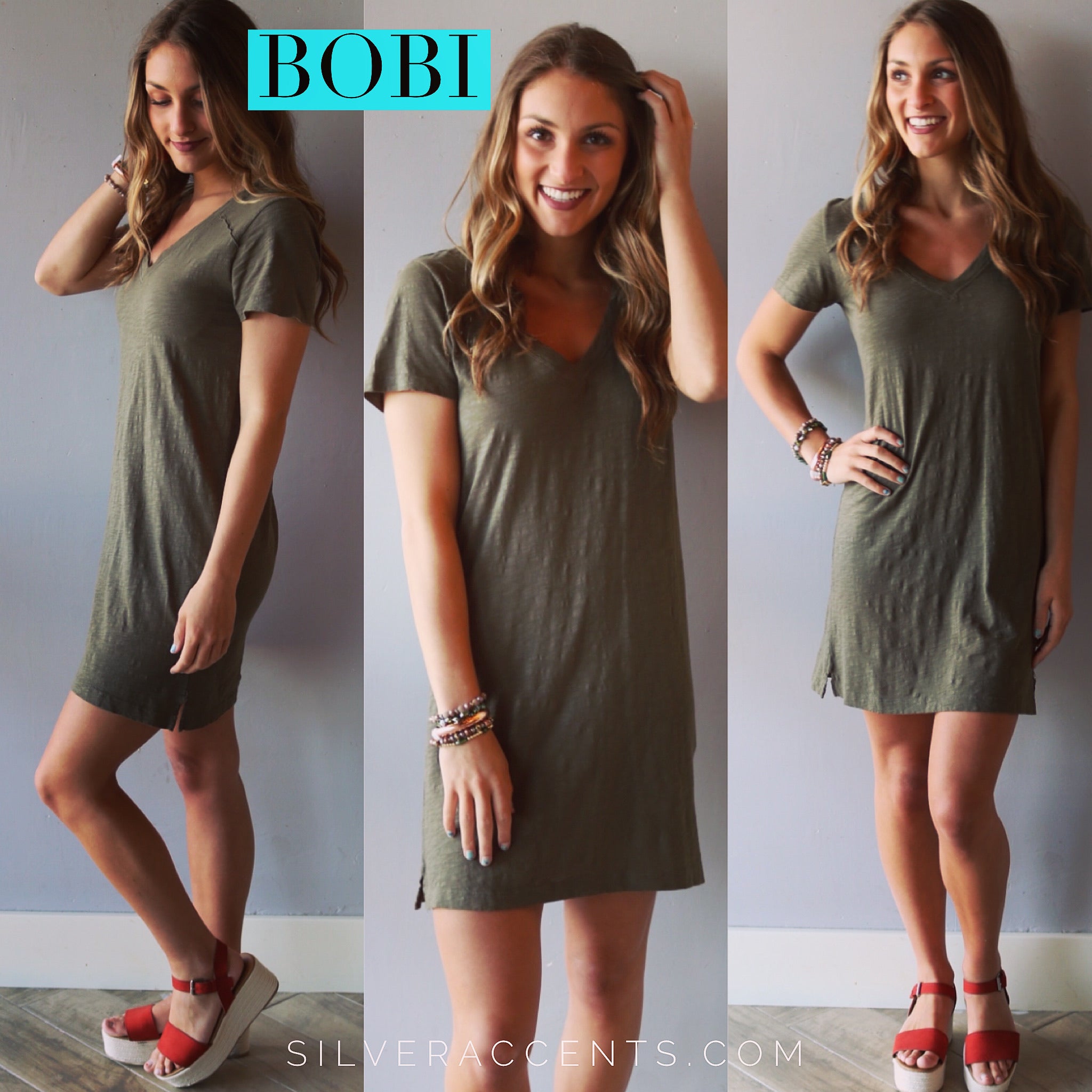 BOBI V-Neck BOURNE RawHem T-Shirt Dress