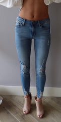 COSMOPOLITAN MidRise Destructed Ankle Skinny Jean