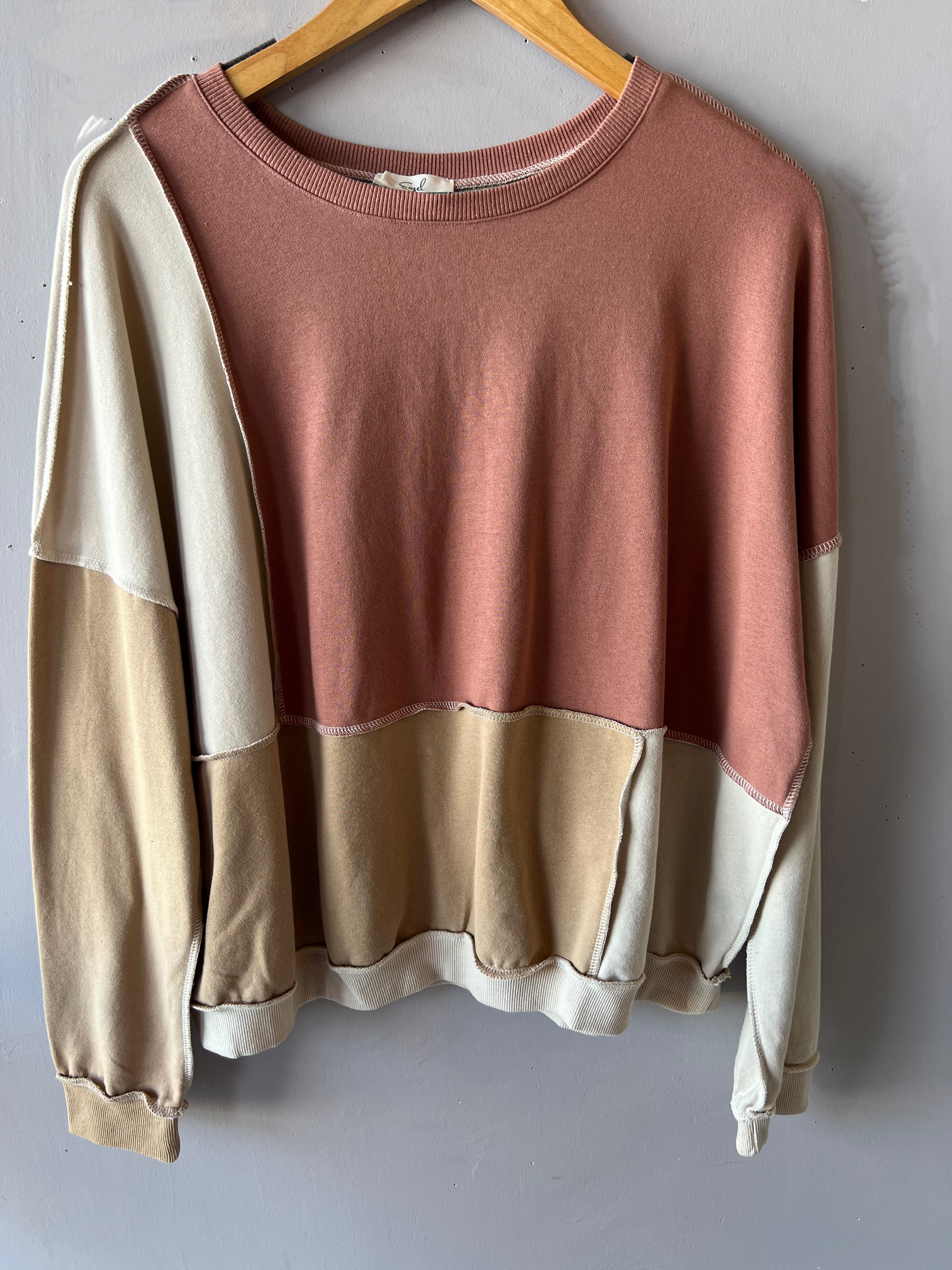 PERCH ColorBlock Stitch Detail Top