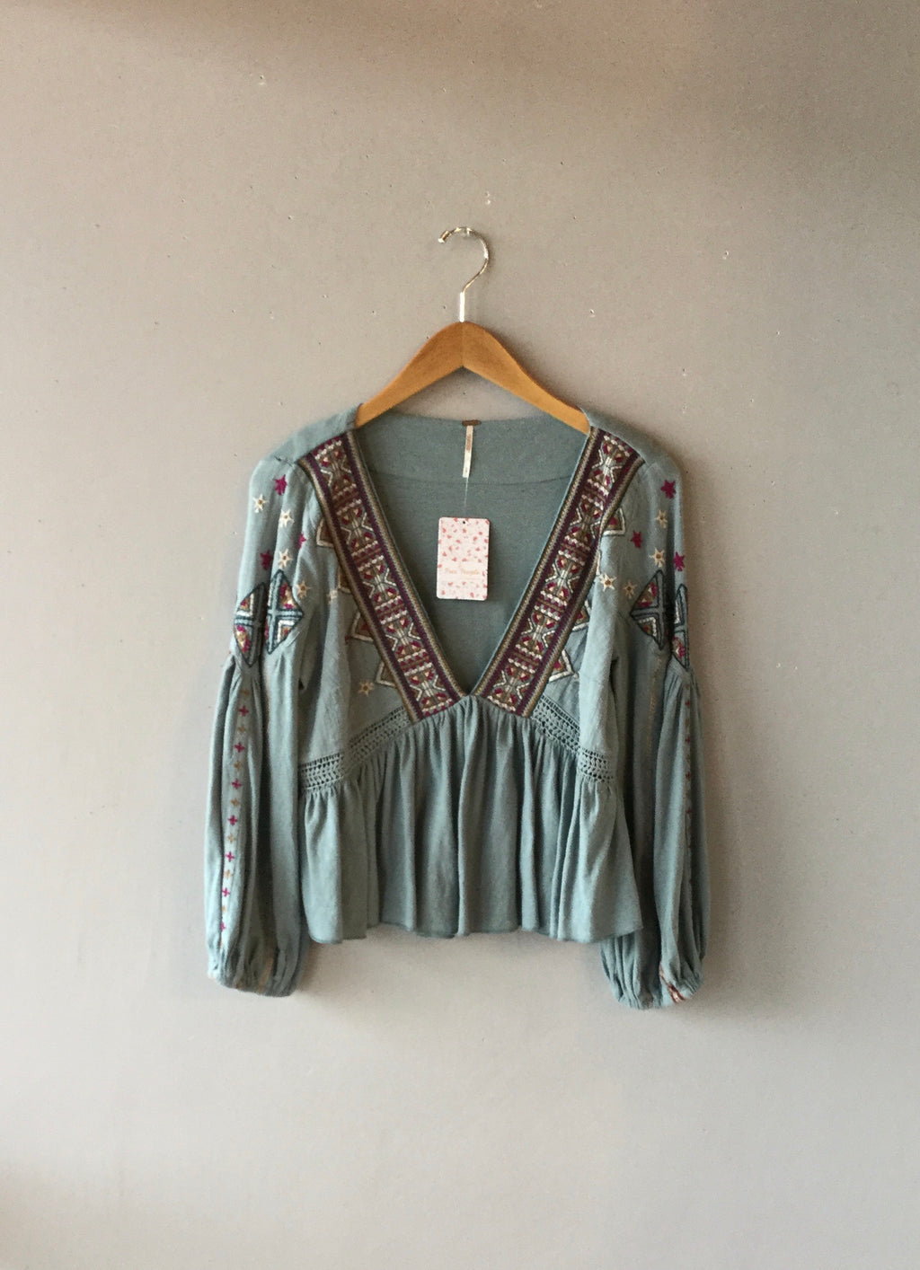 FREE PEOPLE Lagoon ARIA Embroider Flowy Top