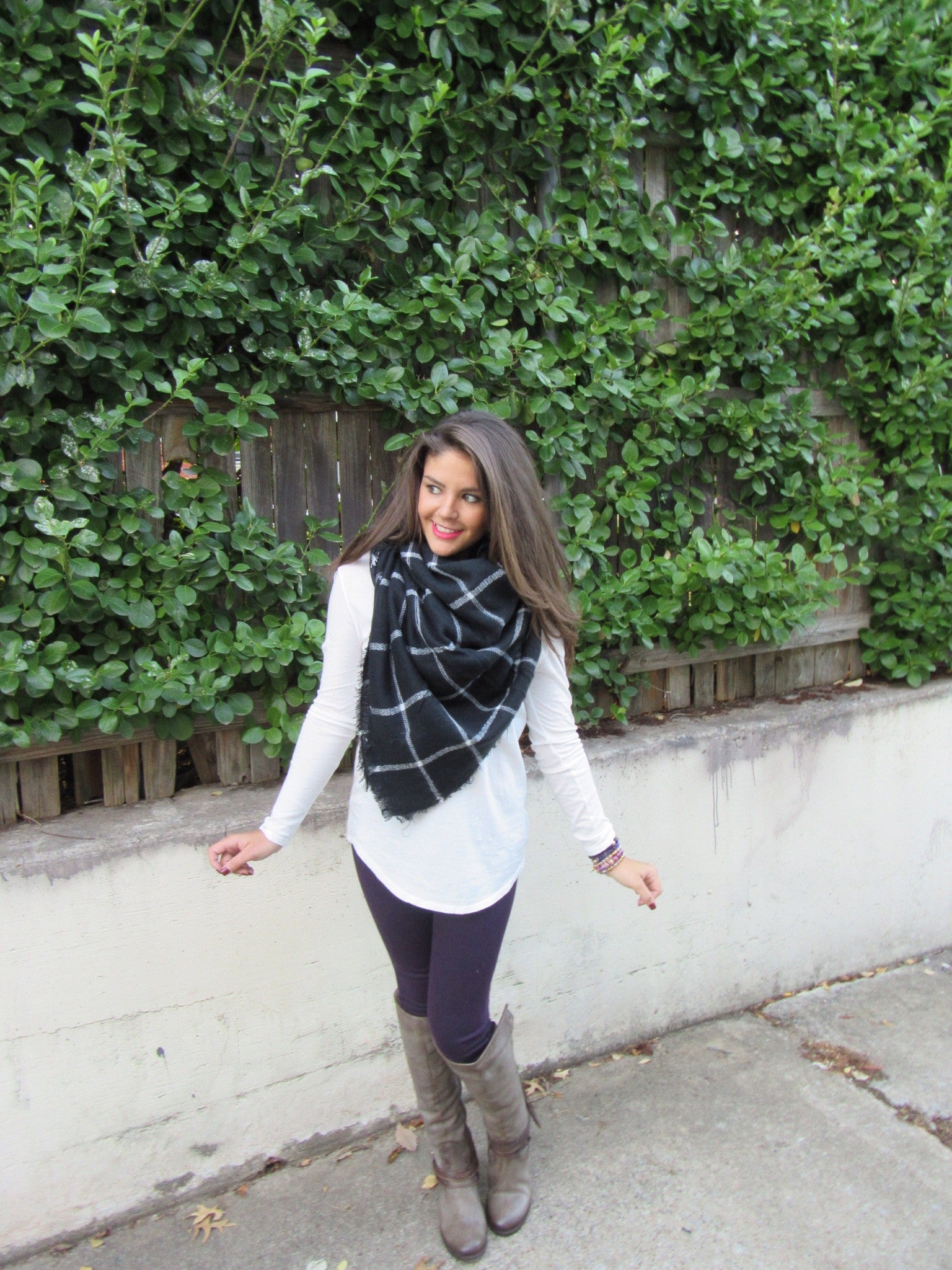 KATE Plaid Blanket Fringe Scarf