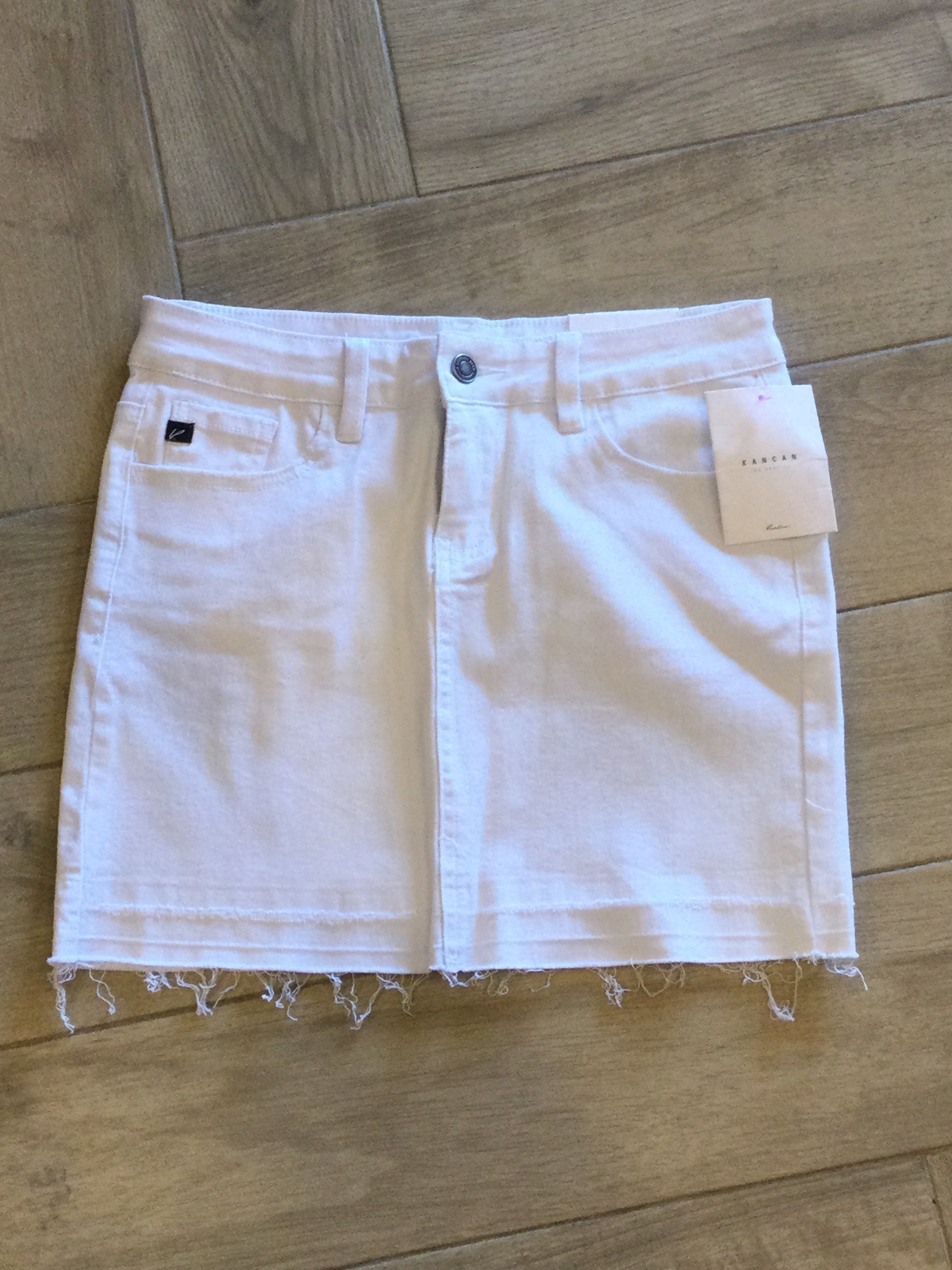 KANCAN HiWaist MIDWAY Raw Hem Denim Skirt