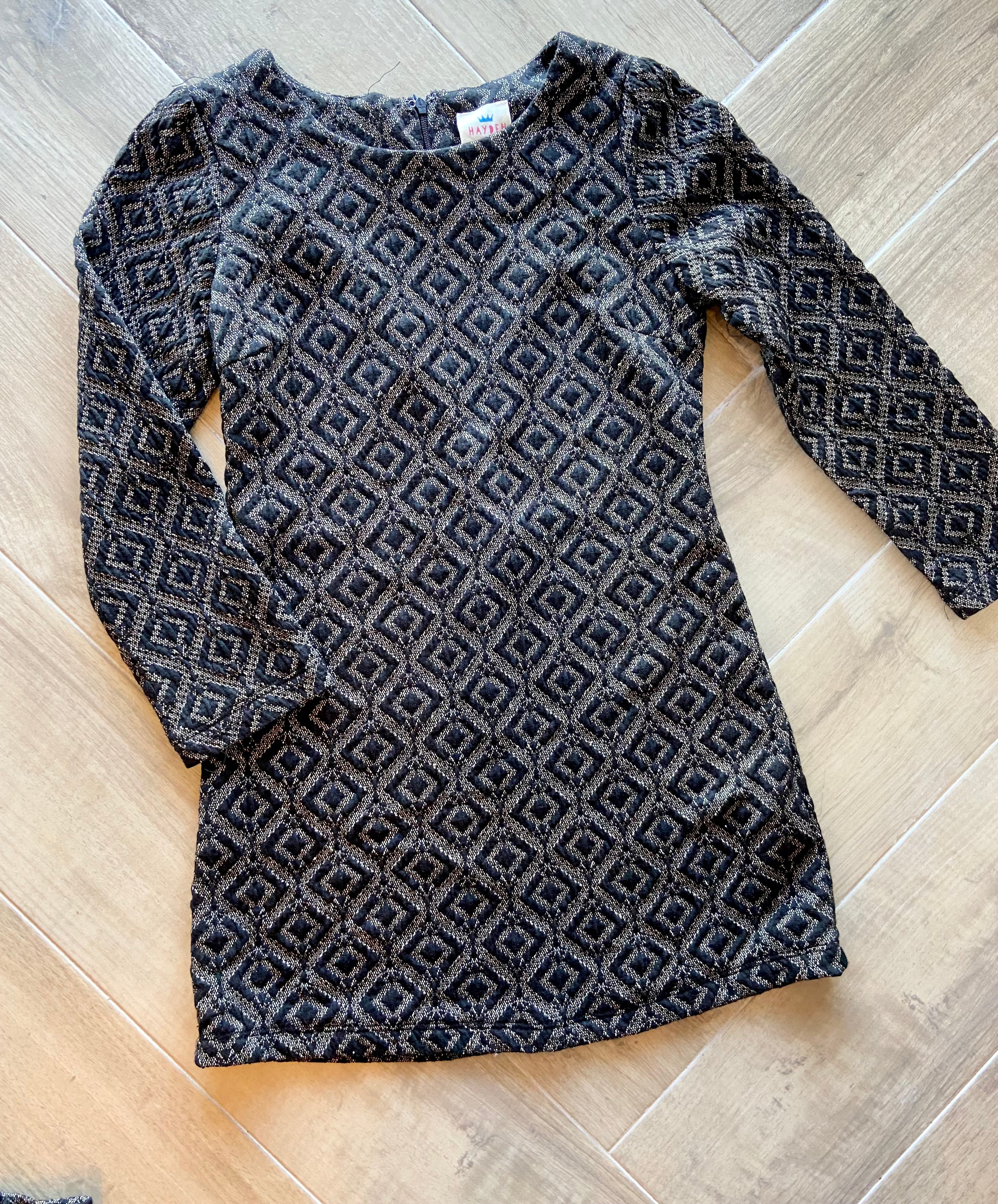 HAYDEN GIRLS Black/Gold JINGLE Metallic Dress