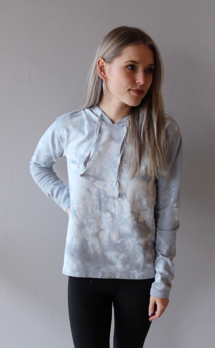 BOBI Terry BILLOW TieDye DropSleeve Hoodie Top