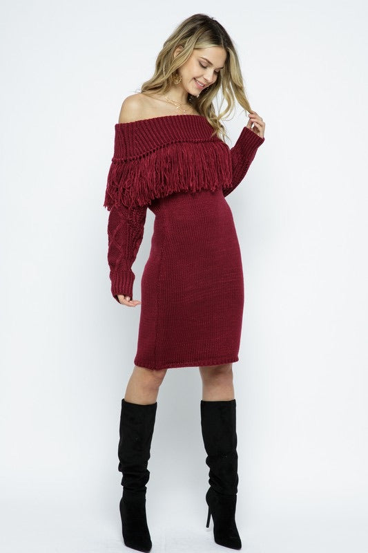 Blue B BENTLEY FoldOver Fringe Sweater Dress