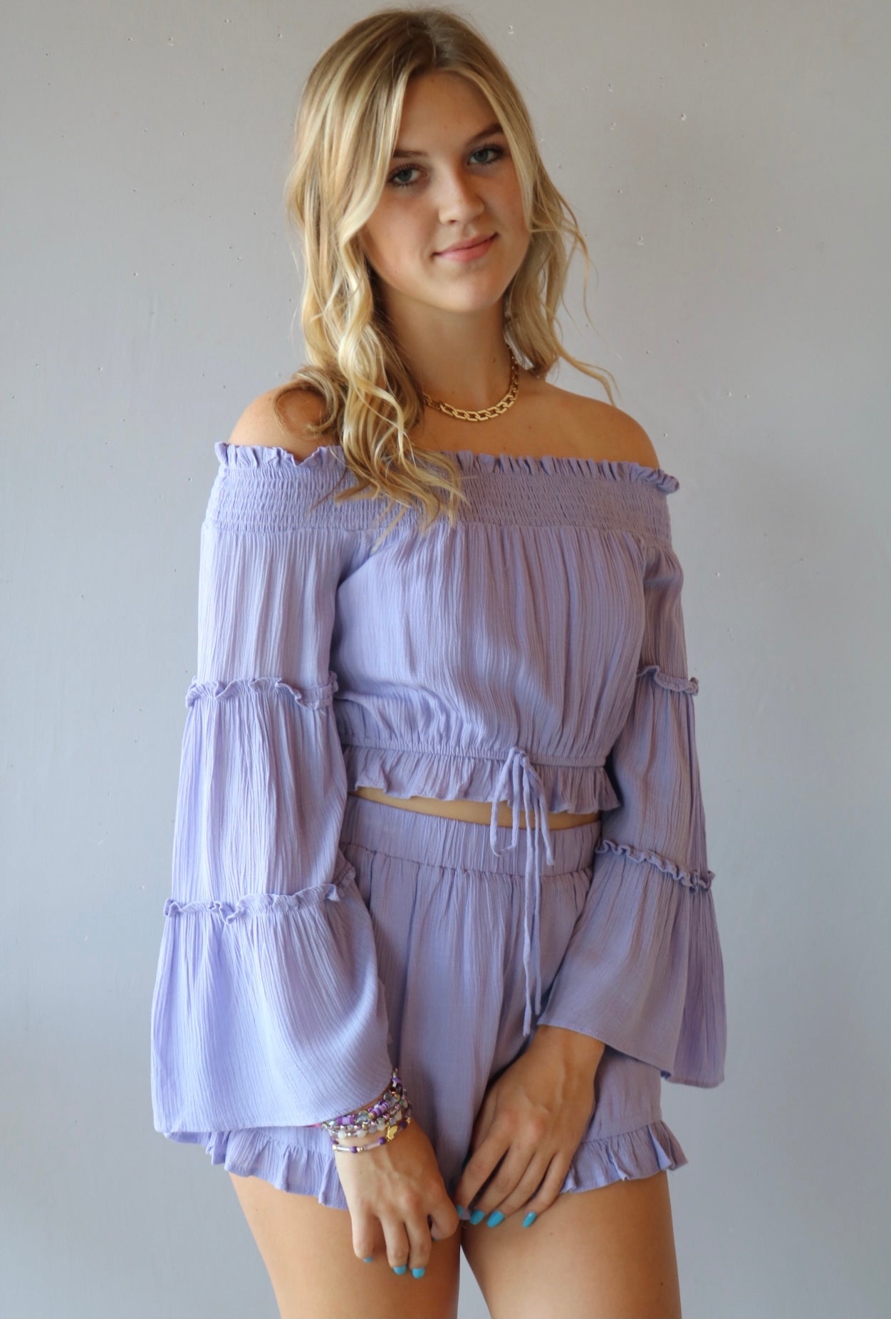 BELLA Smock OffShoulder Bell Sleeve Top