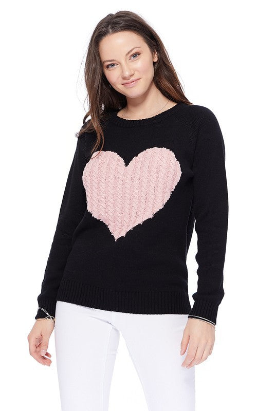 AMORE CableKnit Heart Sweater Top